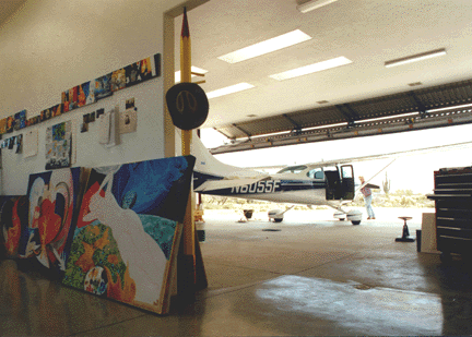 a glimpse into the studio cum hangar